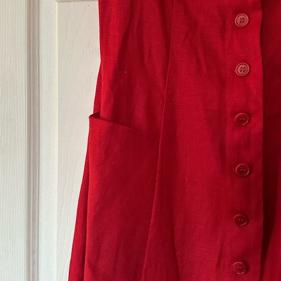 Reformation NWT Louisa Linen Dress in Cherry Red - Picture 6 of 9